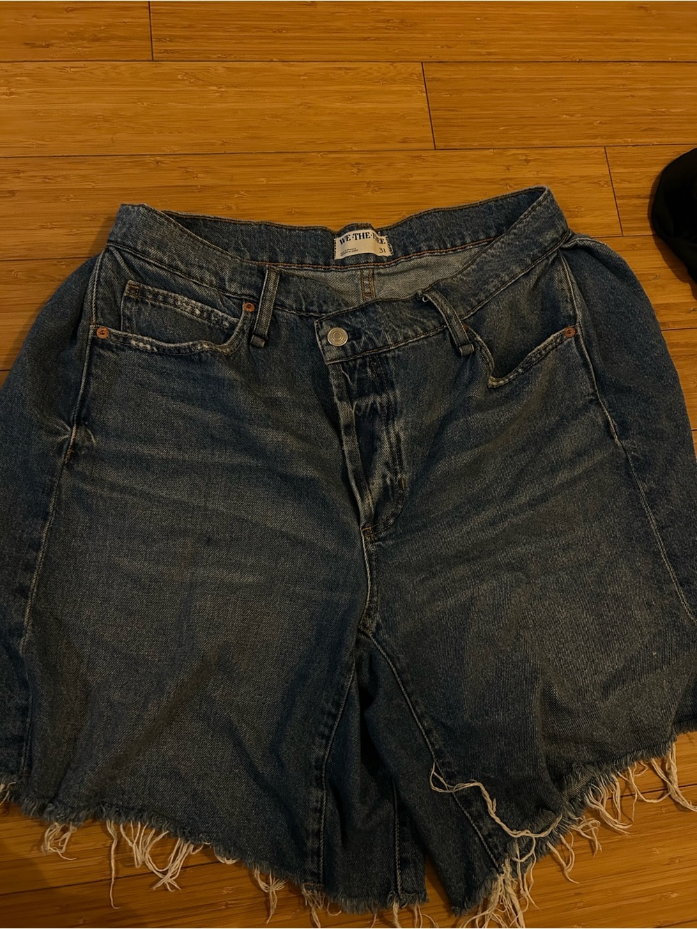 We The Free Distressed Dark Blue Denim Cutoff Shorts